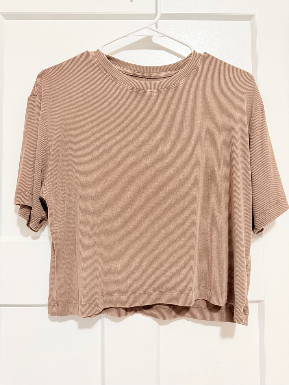 American Eagle Outfitters Short Sleeve Ribbed Tee - Brown